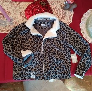 Mickey Mouse corduroy w faux sherpa collar jean jacket style Disney store NWT